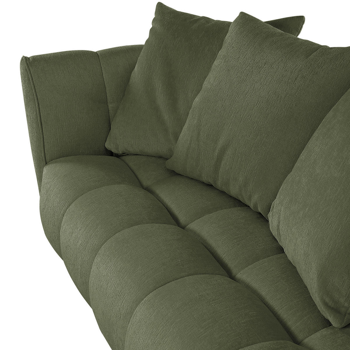 3-SITZER-SOFA Chenille Grün  - Buchefarben/Grün, KONVENTIONELL, Holz/Textil (212/72/95cm) - Milino