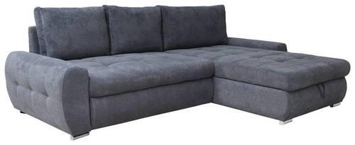 ECKSCHLAFSOFA Velours Grau  - Chromfarben/Weiß, Design, Kunststoff/Textil (277/175cm) - Livetastic