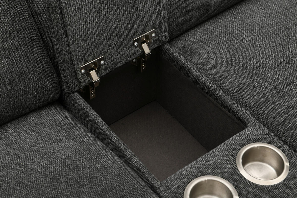 HEIMKINO-SOFA Webstoff Grau  - Chromfarben/Grau, MODERN, Textil/Metall (230/98/103cm) - Livetastic