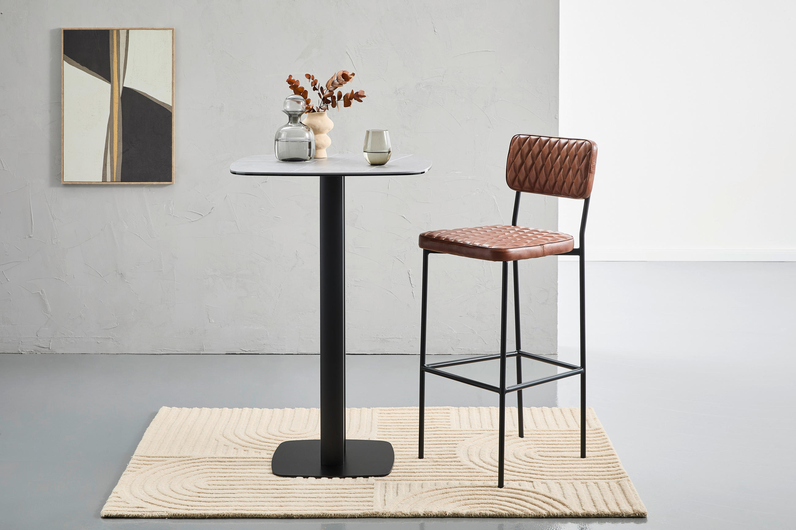 TRESENSTUHL Echtleder Schwarz, Cognac Eisen Typenauswahl  - Cognac/Schwarz, LIFESTYLE, Leder/Metall (44/112/53cm) - Landscape