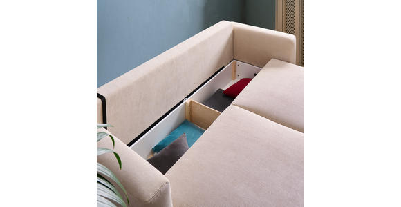 SCHLAFSOFA mit Stoffauswahl, Schlafen auf Sitzhöhe, Rücken echt Cord Beige - Beige/Schwarz, Design, Kunststoff/Textil (250/92/105cm) - Carryhome