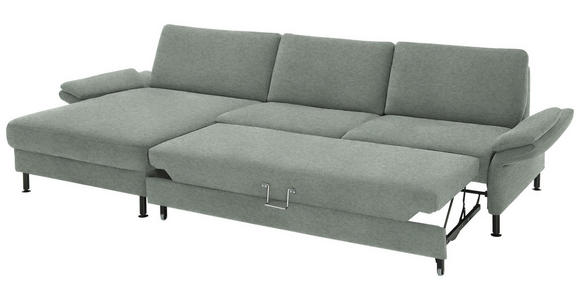 ECKSOFA  in Chenille, Flachgewebe Hellgrau Rücken echt  175/316 cm  - Hellgrau/Schwarz, Design, Textil/Metall (175/316cm) - Dieter Knoll