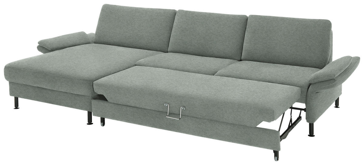ECKSOFA  in Chenille, Flachgewebe Hellgrau  175/316 cm  - Hellgrau/Schwarz, Design, Textil/Metall (175/316cm) - Dieter Knoll