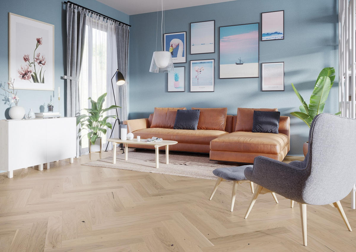 FISCHGRÄT Eiche Trivor  per  m² - Eichefarben, Design, Holz (72,5/13/1,4cm) - Ambiente