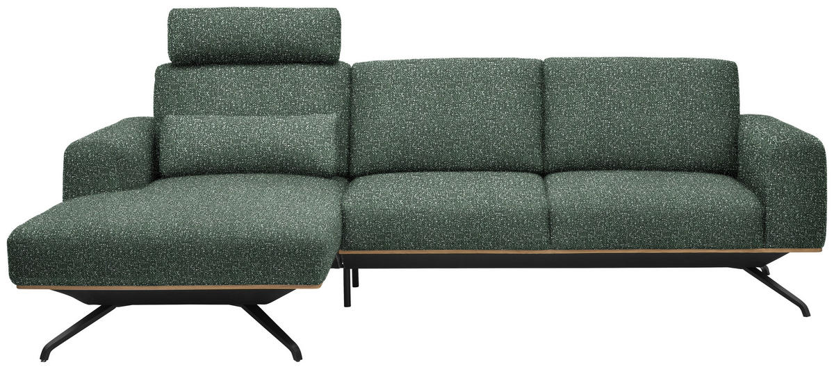 ECKSOFA in Struktur Grün  - Schwarz/Grün, Design, Textil/Metall (157/262cm) - Novel