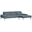 ECKSOFA Ottomane rechts, Eckteil  More_LZ Blau Webstoff  - Blau/Schwarz, Design, Textil/Metall (296/188cm) - Xora