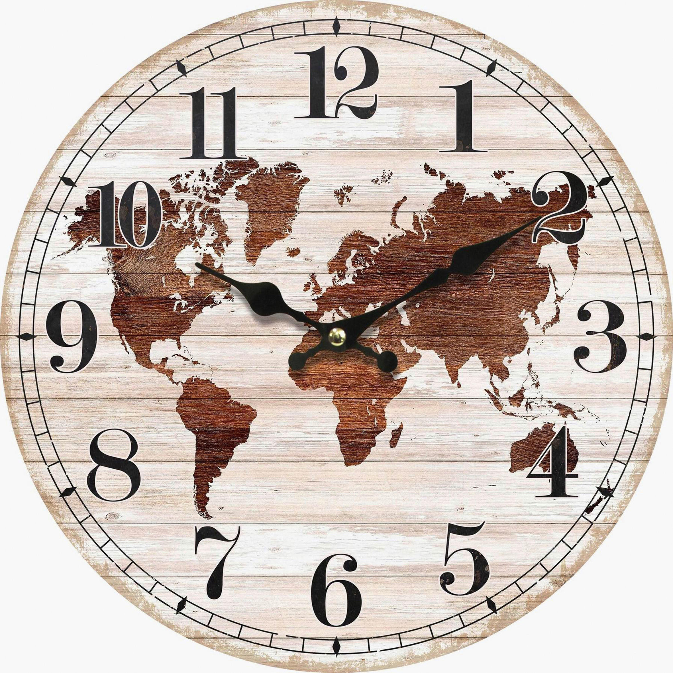 WANDUHR Braun, Schwarz  - Schwarz/Braun, Basics, Holz/Papier (34cm) - Ambia Home