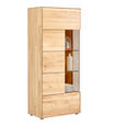 VITRINE  in massiv Wildeiche Eichefarben - Edelstahlfarben/Eichefarben, Natur, Glas/Holz (70,7/164,2/40,9cm) - Valnatura