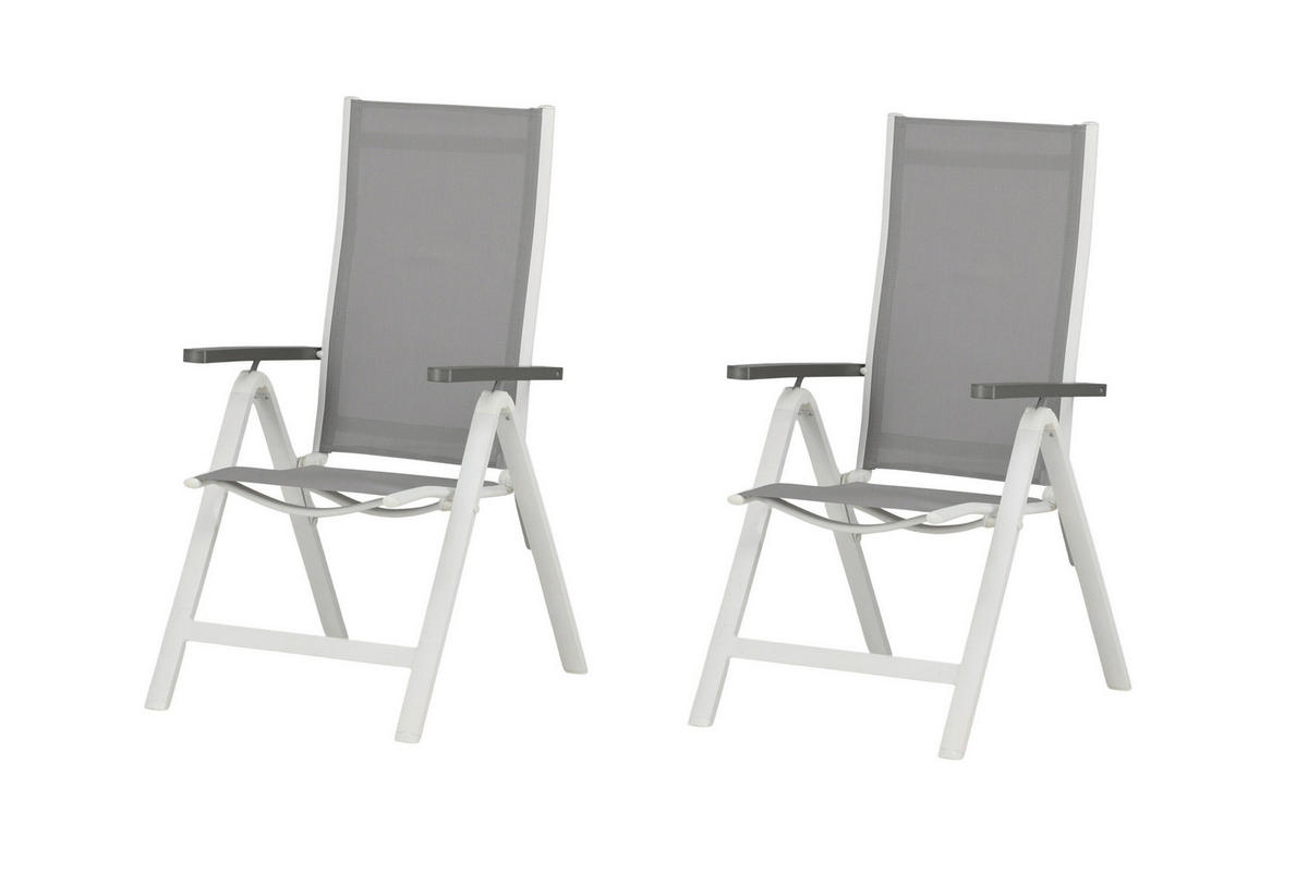 UTESTOLAR SET i metall, plast, textil grå, vit  - vit/grå, Modern, metall/textil (59/110/67cm) - Gardenson