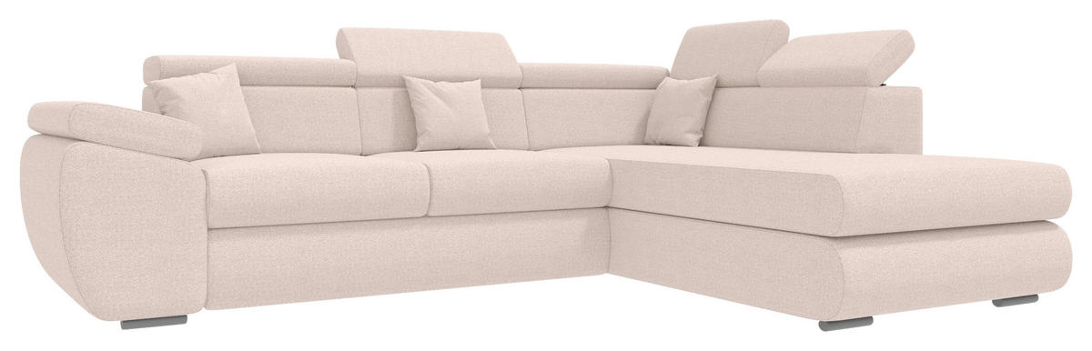 ECKSOFA Creme Struktur  - Chromfarben/Creme, KONVENTIONELL, Kunststoff/Textil (282/205cm) - Carryhome