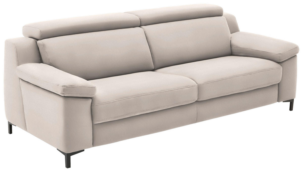 3-SITZER-SOFA in Chenille Beige  - Beige/Schwarz, Design, Textil/Metall (230/104/104cm) - Valdera