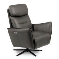 RELAXSESSEL in Leder Anthrazit  - Anthrazit/Schwarz, Design, Leder/Metall (77/107/88cm) - Livetastic