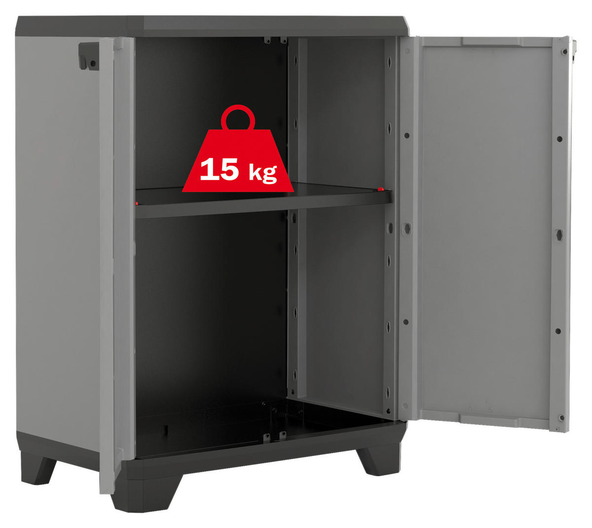 VÍCEÚČELOVÁ SKŘÍŇ, šedá, červená, černá, 68/90/39 cm - šedá/černá, Design, plast (68/90/39cm) - Keter