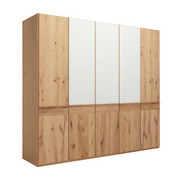 DREHTÜRENSCHRANK in furniert, mehrschichtige Massivholzplatte (Tischlerplatte) Wildeiche Eichefarben, Weiß - Eichefarben/Weiß, Natur, Glas/Holz (252/226/63cm) - Voglauer