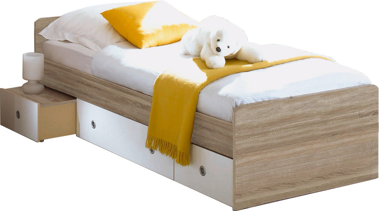STAURAUMBETT 90/200 cm  in Weiß, Sonoma Eiche  - Eichefarben/Weiß, Design, Holzwerkstoff (90/200cm) - Carryhome