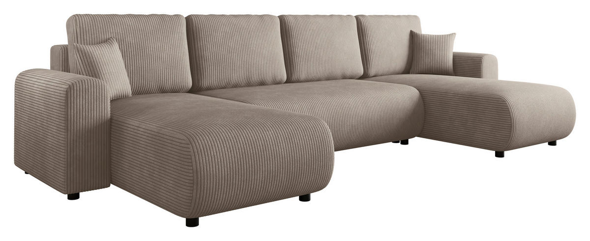 WOHNLANDSCHAFT Hellbraun Cord  - Hellbraun/Schwarz, KONVENTIONELL, Textil (152/318/152cm) - Xora