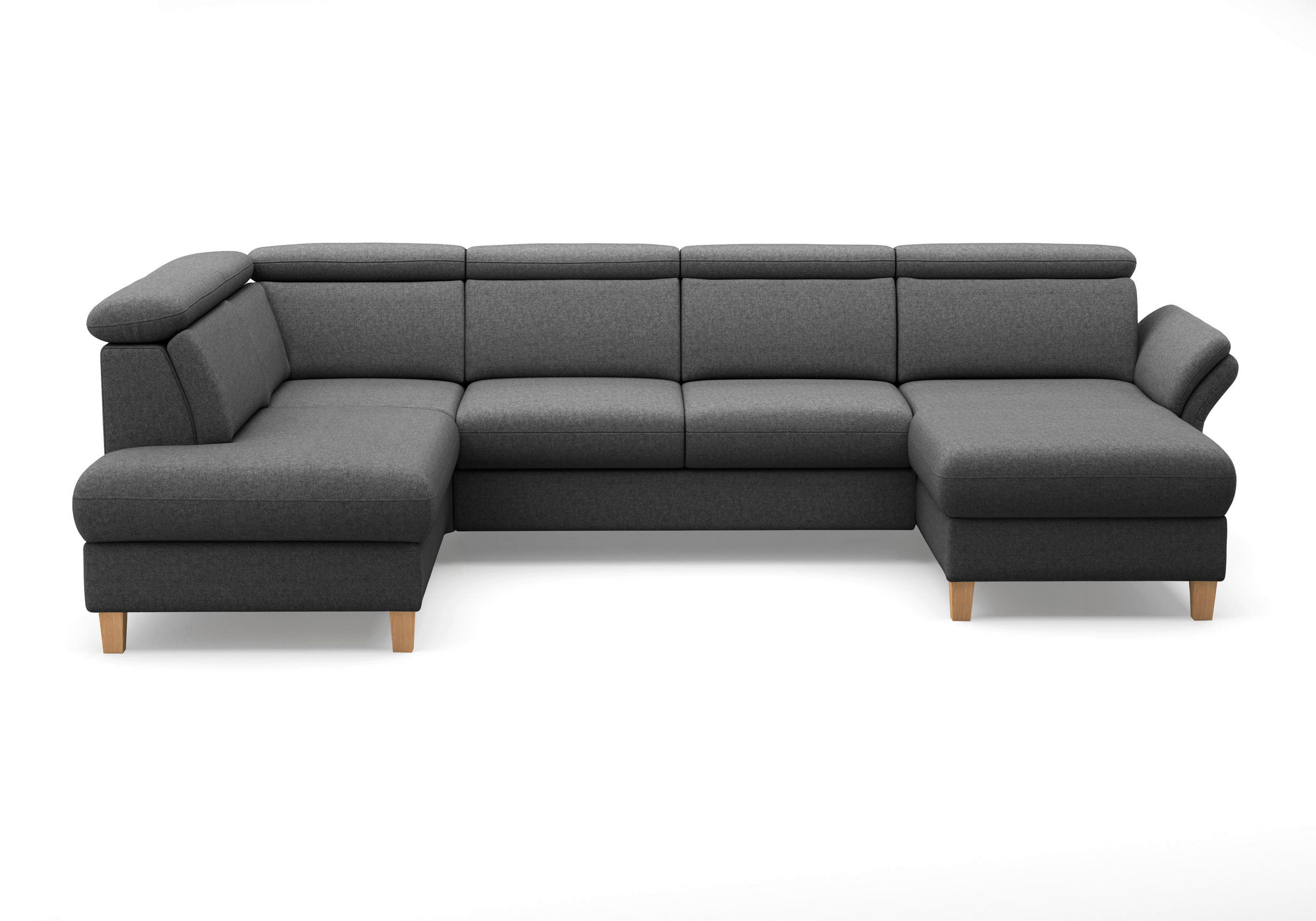 WOHNLANDSCHAFT GLENDALE E Dunkelgrau Flachgewebe  - Eichefarben/Dunkelgrau, KONVENTIONELL, Holz/Textil (193/321/166cm) - Sit & More