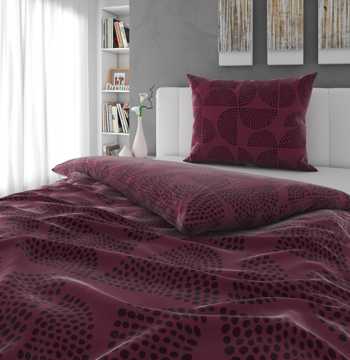 BETTWÄSCHE Satin 140/200 cm  - Bordeaux/Multicolor, KONVENTIONELL, Textil (140/200cm) - Novel