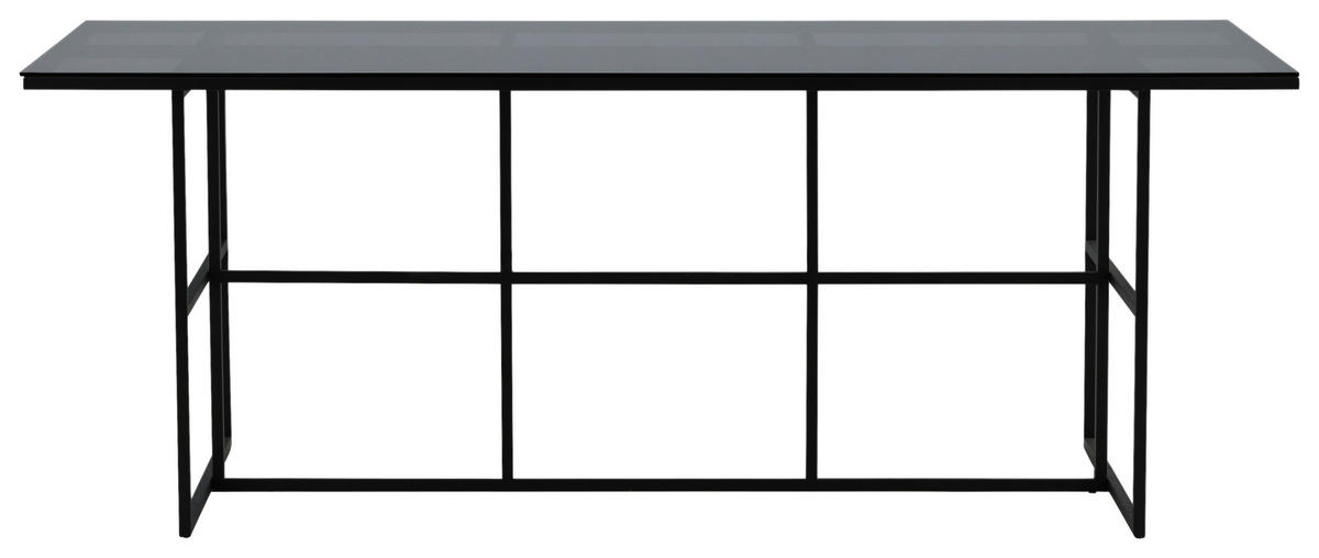 ESSTISCH in Metall, Glas 200/90/74 cm  - Schwarz, Design, Glas/Metall (200/90/74cm) - Livetastic