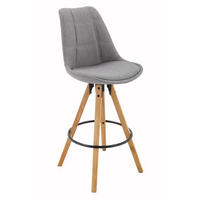 BARSKI STOL, barve hrasta, svetlo siva  - temno siva/barve hrasta, Moderno, tekstil/les (49/113,5/56cm) - Xora