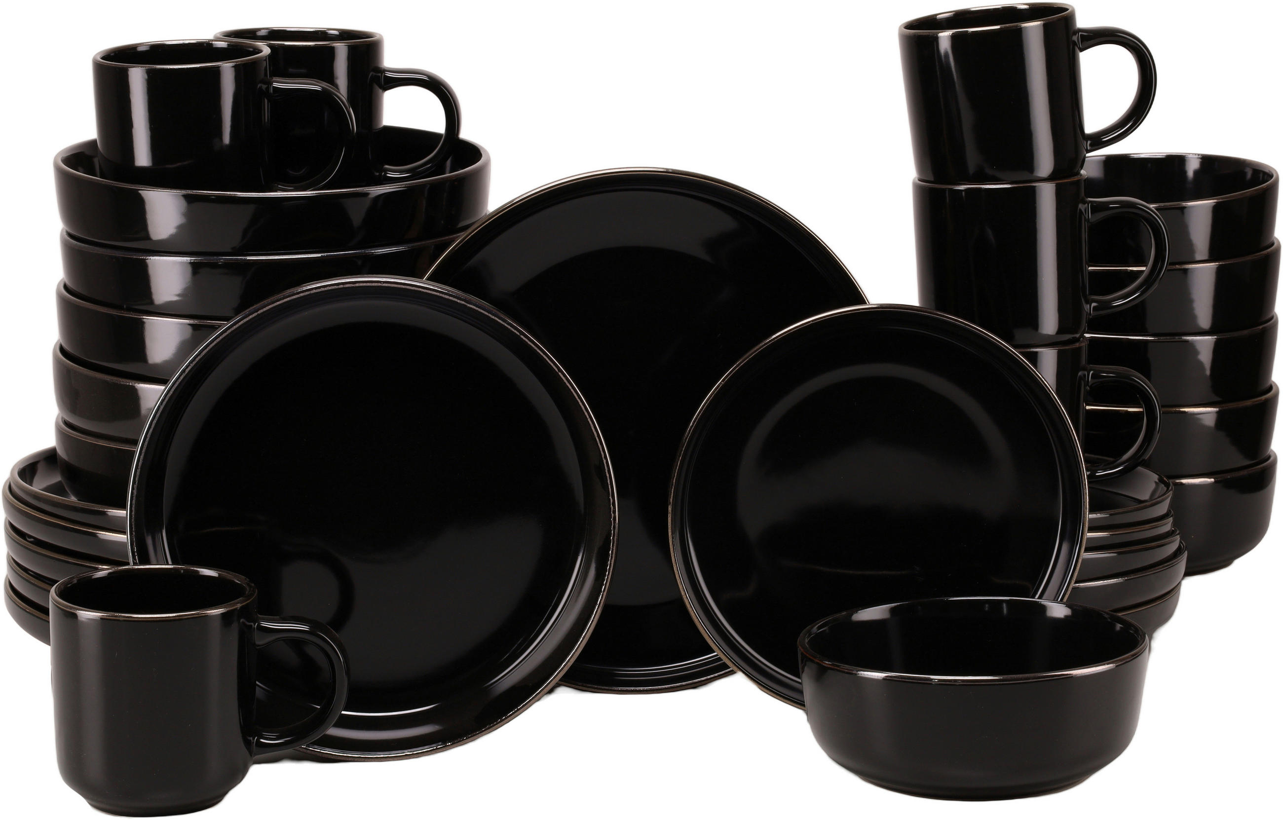 KOMPLETT SERVIS Nordic Festive Schwarz 30 delar  - svart/guldfärgad, Basics, keramik - Creatable