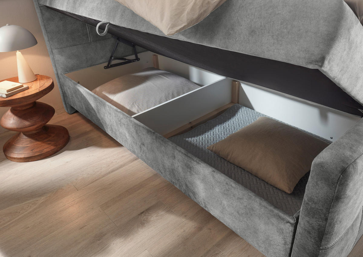 BOXBETT 160/200 cm  in Grau  - Schwarz/Grau, Modern, Holzwerkstoff/Kunststoff (160/200cm) - MID.YOU