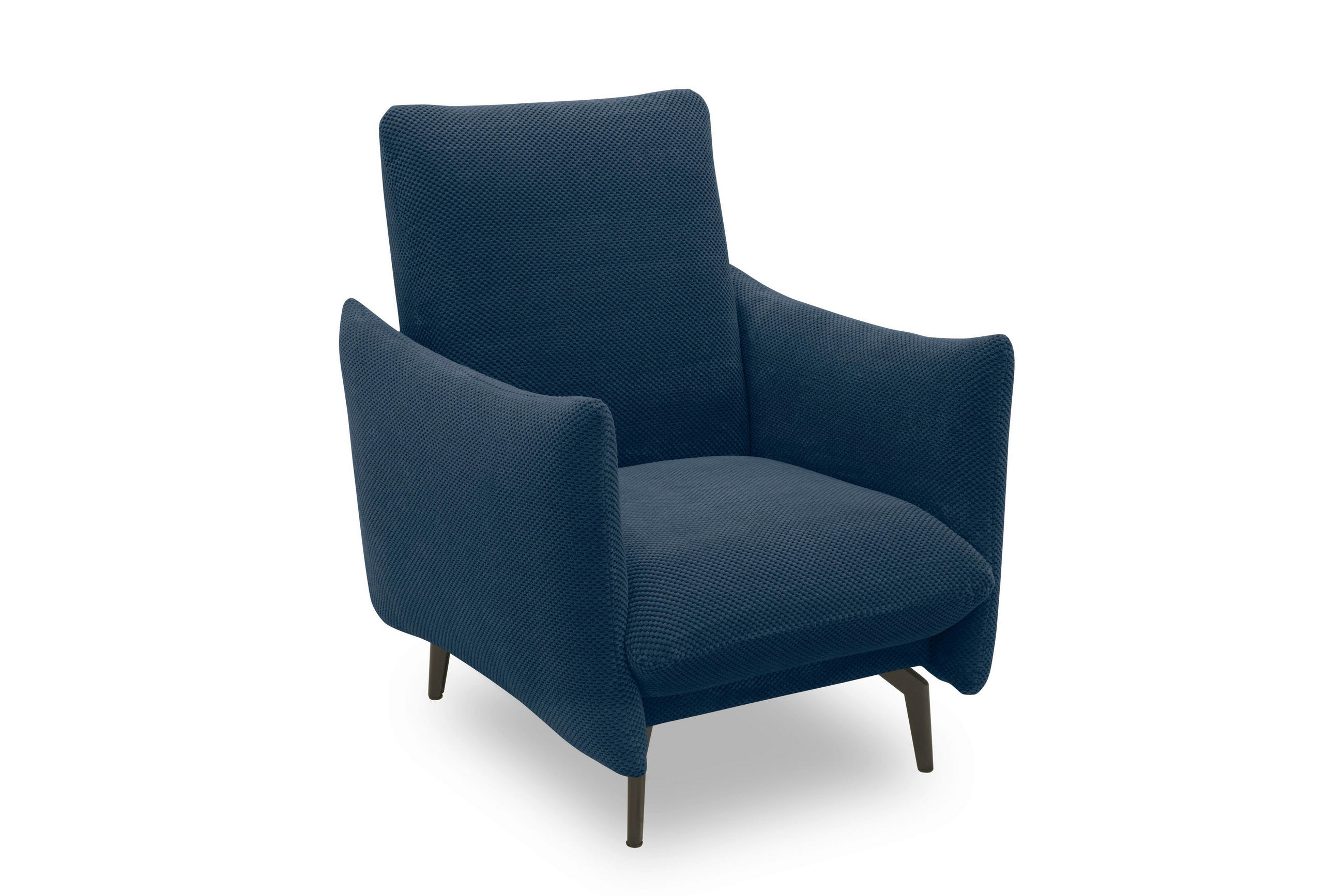 SESSEL in Mikrofaser Blau  - Blau/Schwarz, Design, Textil/Metall (85/102/95cm) - MID.YOU