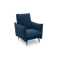 SESSEL in Mikrofaser Blau  - Blau/Schwarz, Design, Textil/Metall (85/102/95cm) - MID.YOU