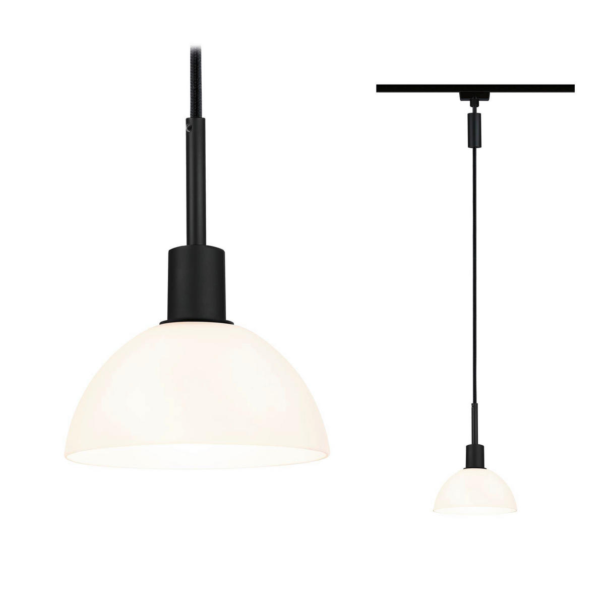SCHIENENSYSTEM-HÄNGELEUCHTE - Opal, Design, Glas/Metall (14/140cm) - Paulmann