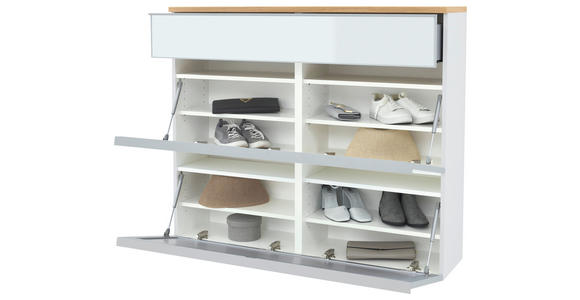 HÄNGESCHUHSCHRANK 120/102/31 cm - Eichefarben/Silberfarben, Design, Glas/Holz (120/102/31cm) - Novel