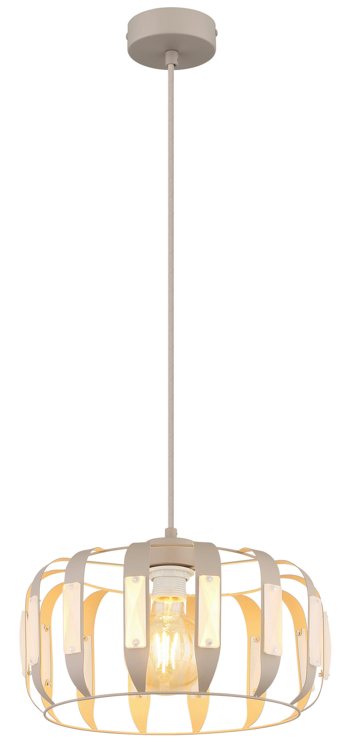 HÄNGELEUCHTE Arlen 35/120 cm   - Sandfarben/Beige, Design, Glas/Textil (35/120cm) - Globo