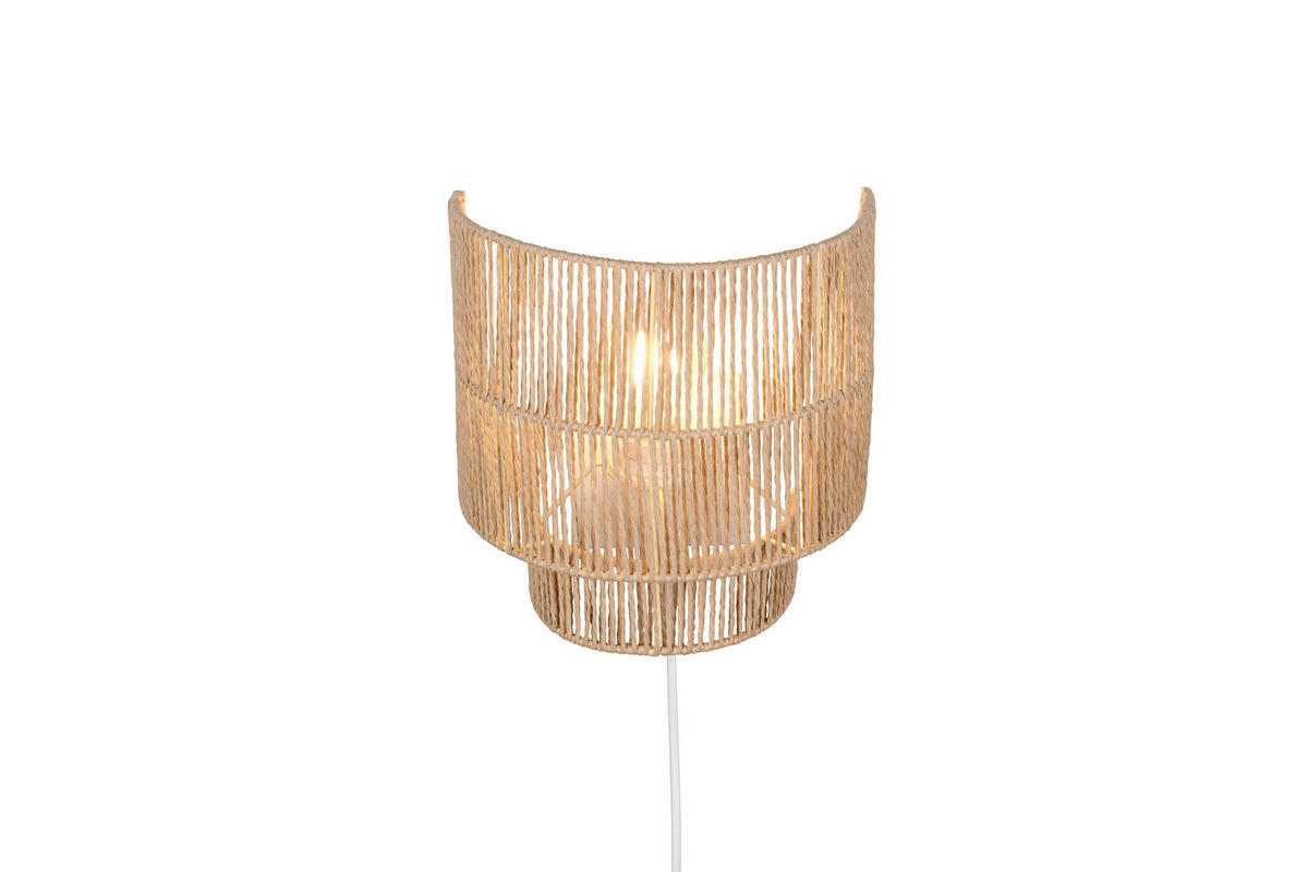 WANDLEUCHTE - Weiss/Braun, Natur, Papier (24,5/24,5/14cm)