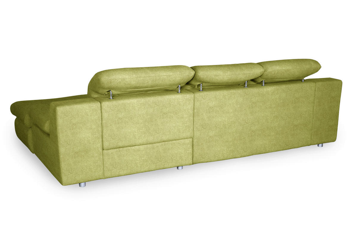 ECKSOFA in Chenille Grün  286/165 cm  - Chromfarben/Grün, Design, Textil/Metall (286/165cm) - Livetastic