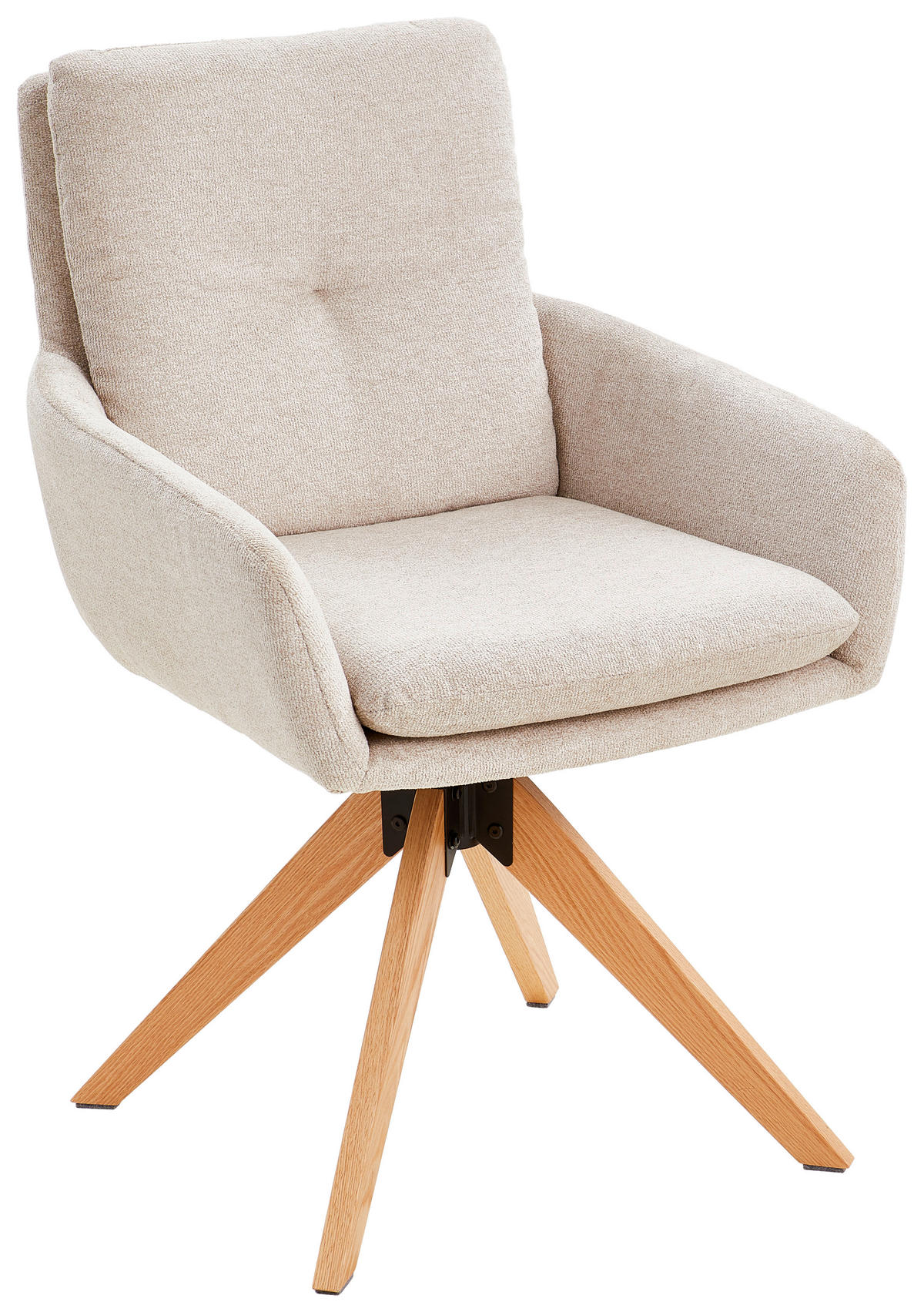 ARMLEHNSTUHL  in Eisen Samt  - Eichefarben/Creme, MODERN, Holz/Textil (59/91/64cm) - Livetastic
