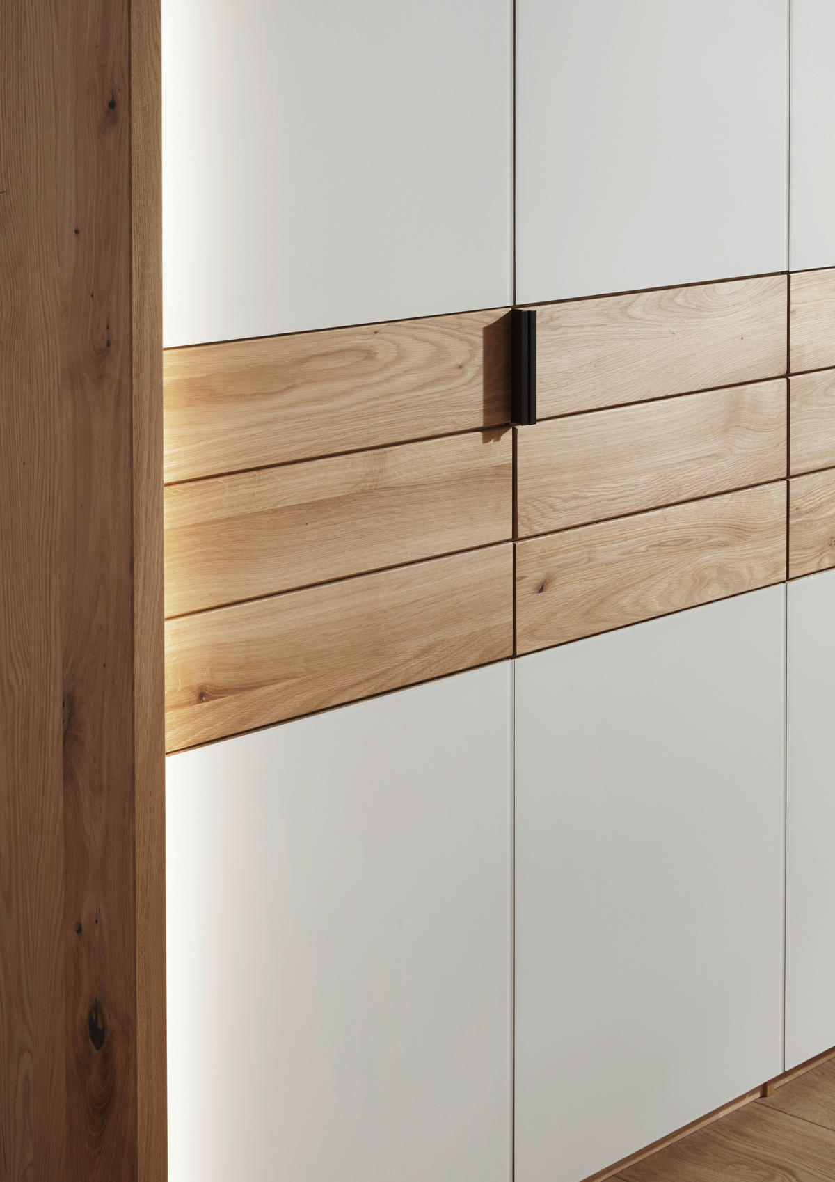 DREHTÜRENSCHRANK in Eichefarben, Kaschmir  - Kaschmir/Eichefarben, Natur, Glas/Holz (302/214/62cm) - Valnatura