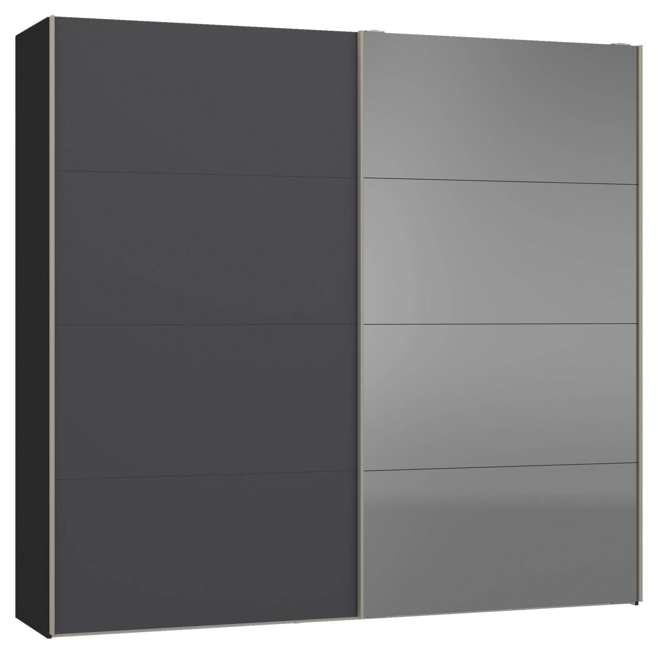 SCHWEBETÜRENSCHRANK 253/236/65 cm 2-türig Anthrazit, Schwarz  - Edelstahlfarben/Anthrazit, Design, Glas/Holzwerkstoff (253/236/65cm) - Jutzler