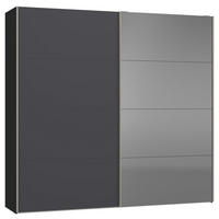 SCHWEBETÜRENSCHRANK 253/236/65 cm 2-türig Anthrazit, Schwarz  - Edelstahlfarben/Anthrazit, Design, Glas/Holzwerkstoff (253/236/65cm) - Jutzler