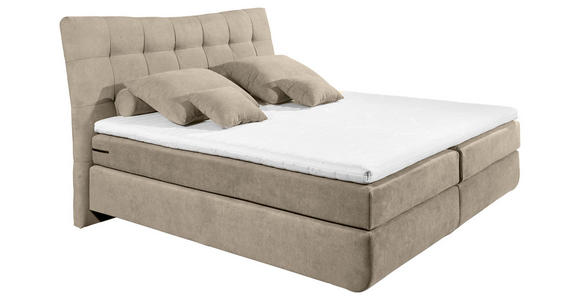 BOXSPRINGBETT 180/200 cm in Sandfarben - Sandfarben/Schwarz, Design, Kunststoff/Textil (180/200cm) - Esposa
