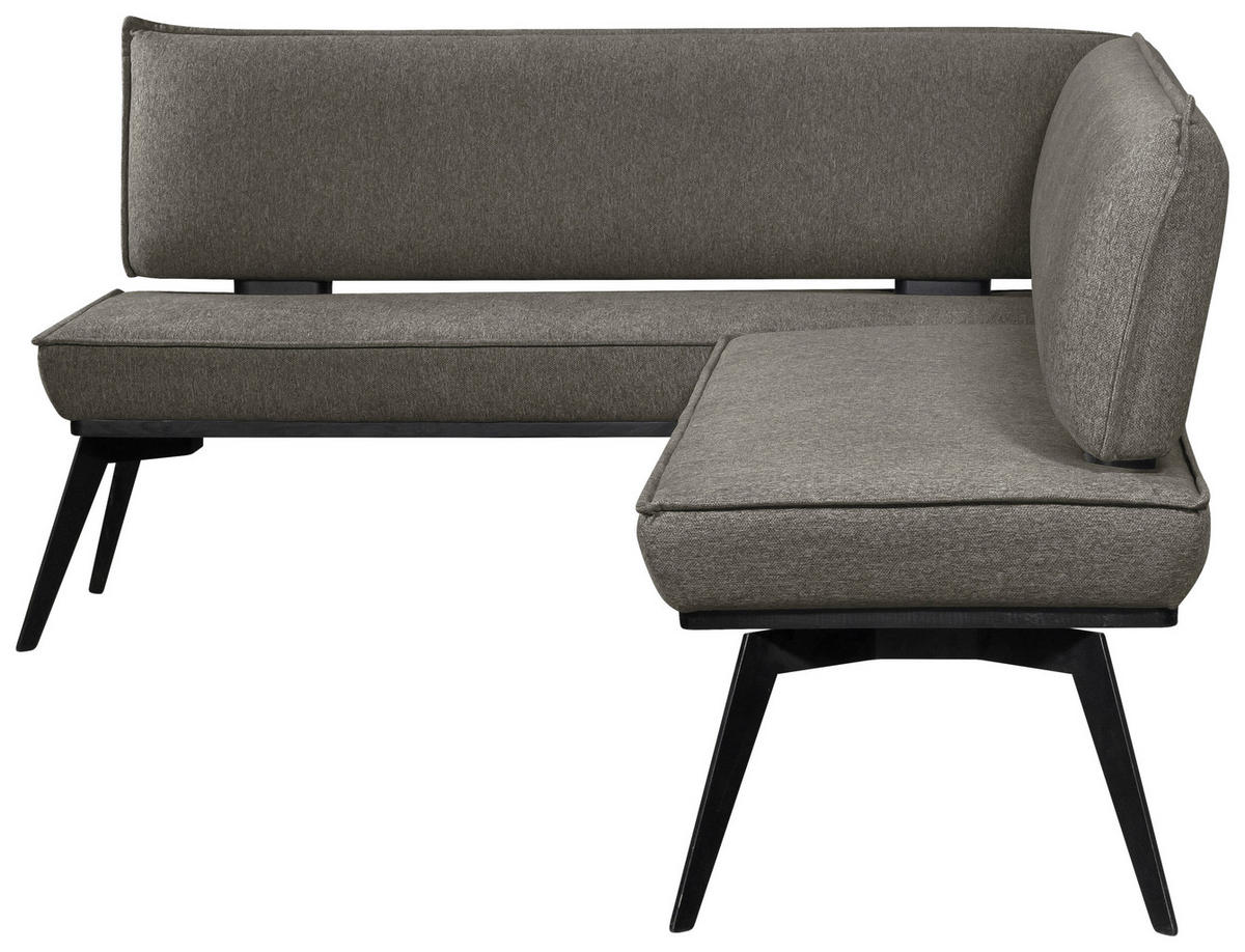 ECKBANK 165/235 cm Webstoff Schwarz, Dunkelgrau Buche massiv   - Dunkelgrau/Schwarz, Basics, Holz/Textil (165/235cm) - Carryhome