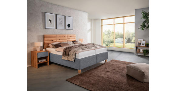 POLSTERBETT Matratze, Lattenrost, Bettkasten Grau, Buchefarben 160/200 cm - Buchefarben/Weiß, Design, Holz/Textil (160/200cm) - Valnatura