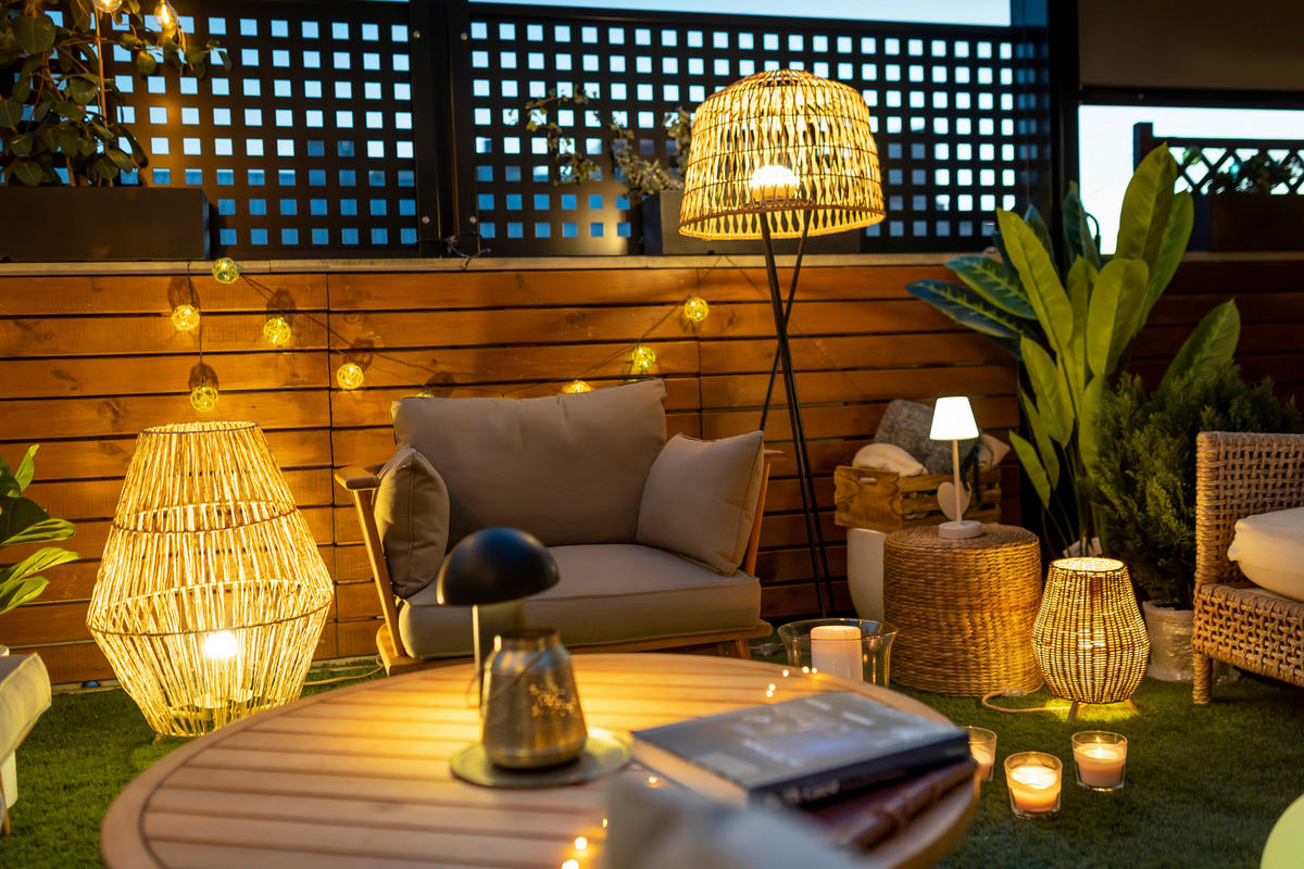 LED-DEKOLEUCHTE SAONA 22,5/32,5/22,5 cm   - Naturfarben, Basics, Naturmaterialien (22,5/32,5/22,5cm) - New Garden