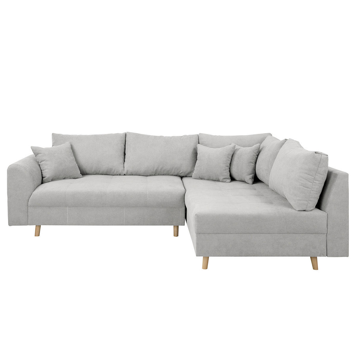 ECKSOFA inkl. Hocker Ariella Hellgrau Mikrofaser  - Hellgrau/Naturfarben, Design, Holz/Textil (161/231cm) - Livetastic
