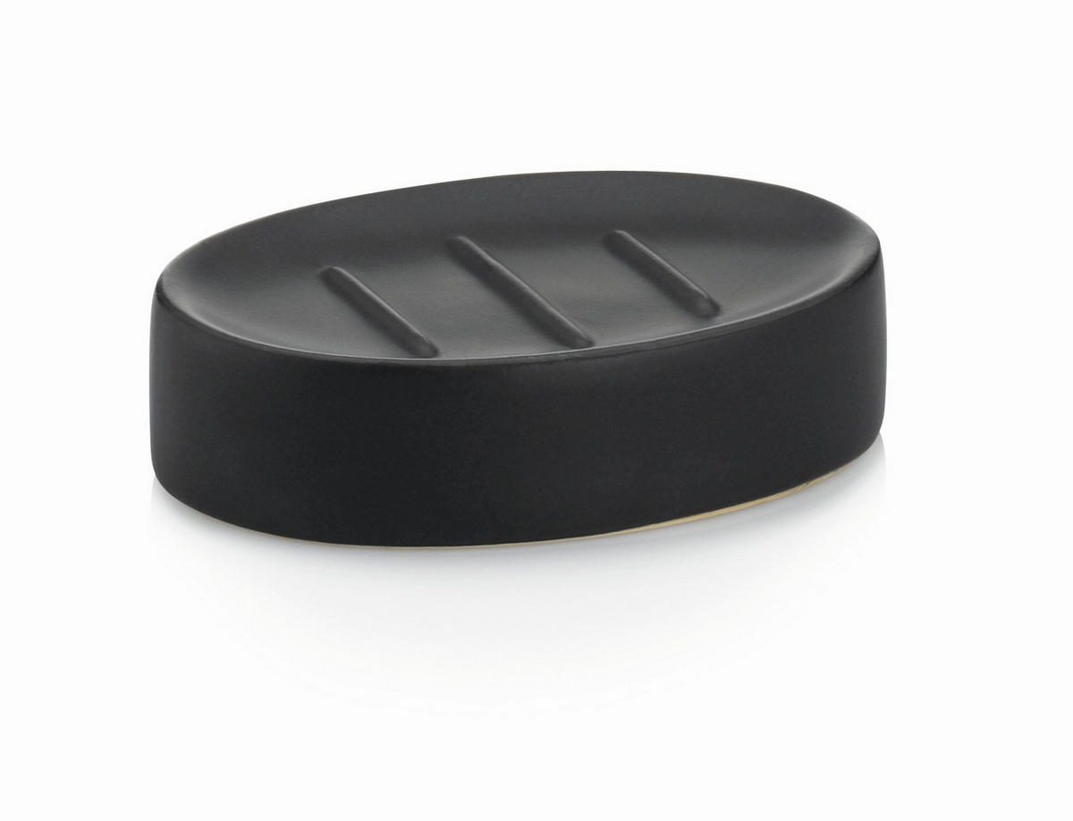 SEIFENSCHALE Keramik  - Schwarz, Basics, Keramik (12,50/8,50/3,00cm) - Kela