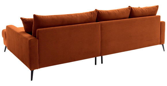 ECKSOFA  in Cord Dunkelorange  280/173 cm  - Dunkelorange/Schwarz, KONVENTIONELL, Textil/Metall (280/173cm) - Hom`in