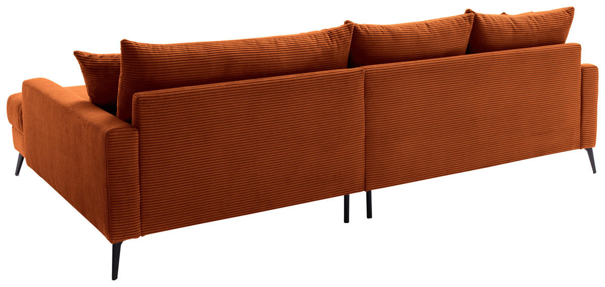 ECKSOFA Dunkelorange Cord  - Dunkelorange/Schwarz, KONVENTIONELL, Textil/Metall (280/173cm) - Hom`in