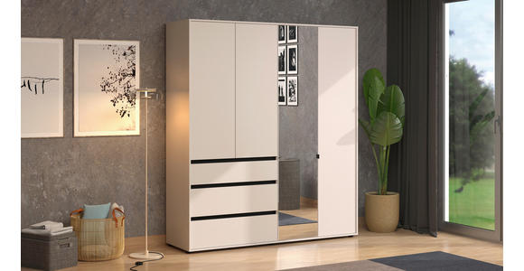 DREHTÜRENSCHRANK 3-türig Schwarz, Kaschmir  - Kaschmir/Schwarz, Basics, Glas/Holzwerkstoff (182,5/210,5/54,5cm) - Xora