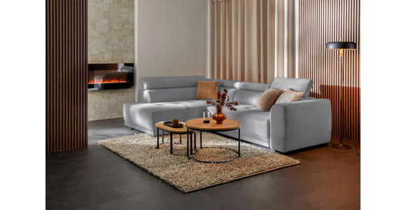 ECKSOFA in Feincord Hellgrau 205/284 cm - Hellgrau/Schwarz, Design, Kunststoff/Textil (205/284cm) - Xora