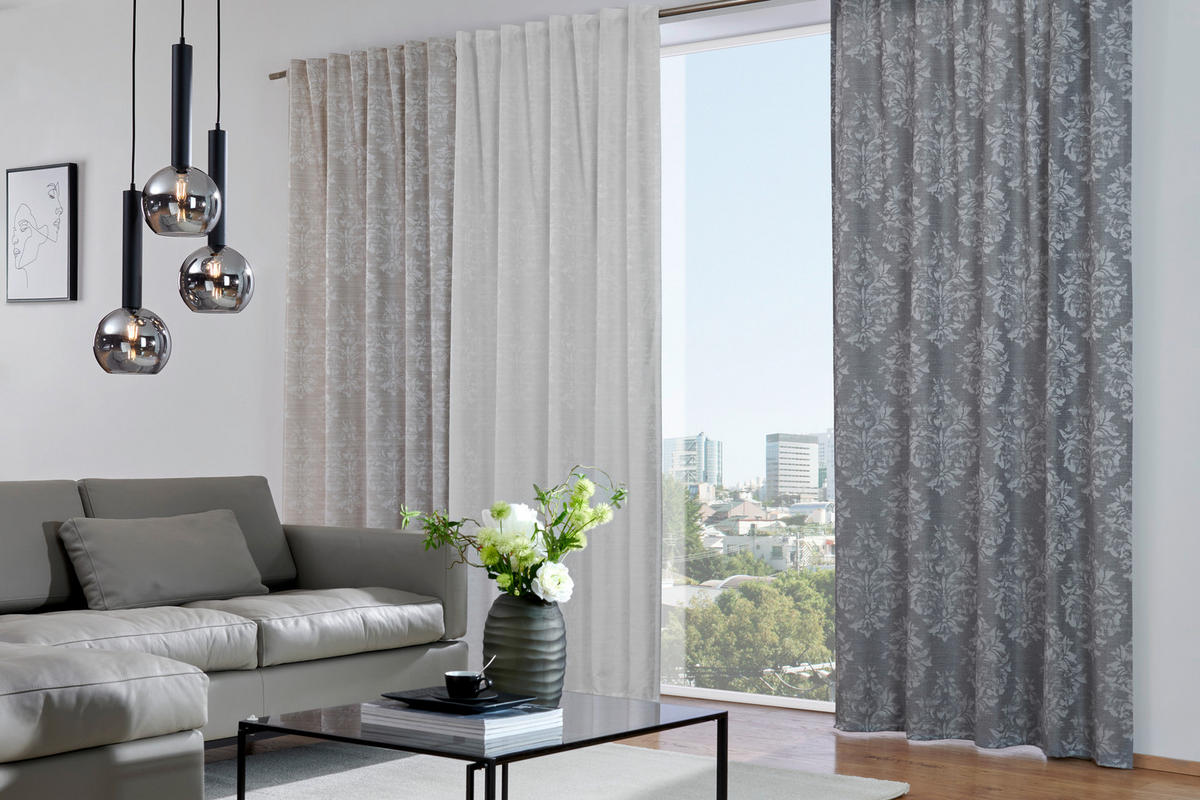 KÉSZFÜGGÖNY részben fényzáró  - szürke, Konventionell, textil (140/260cm) - Dieter Knoll