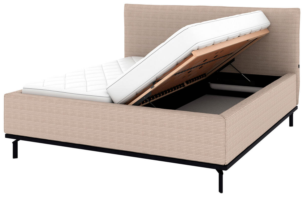 POLSTERBETT Matratze, Lattenrost, Bettkasten 180/200 cm  in Taupe  - Taupe/Graphitfarben, Design, Holz/Textil (180/200cm) - Musterring