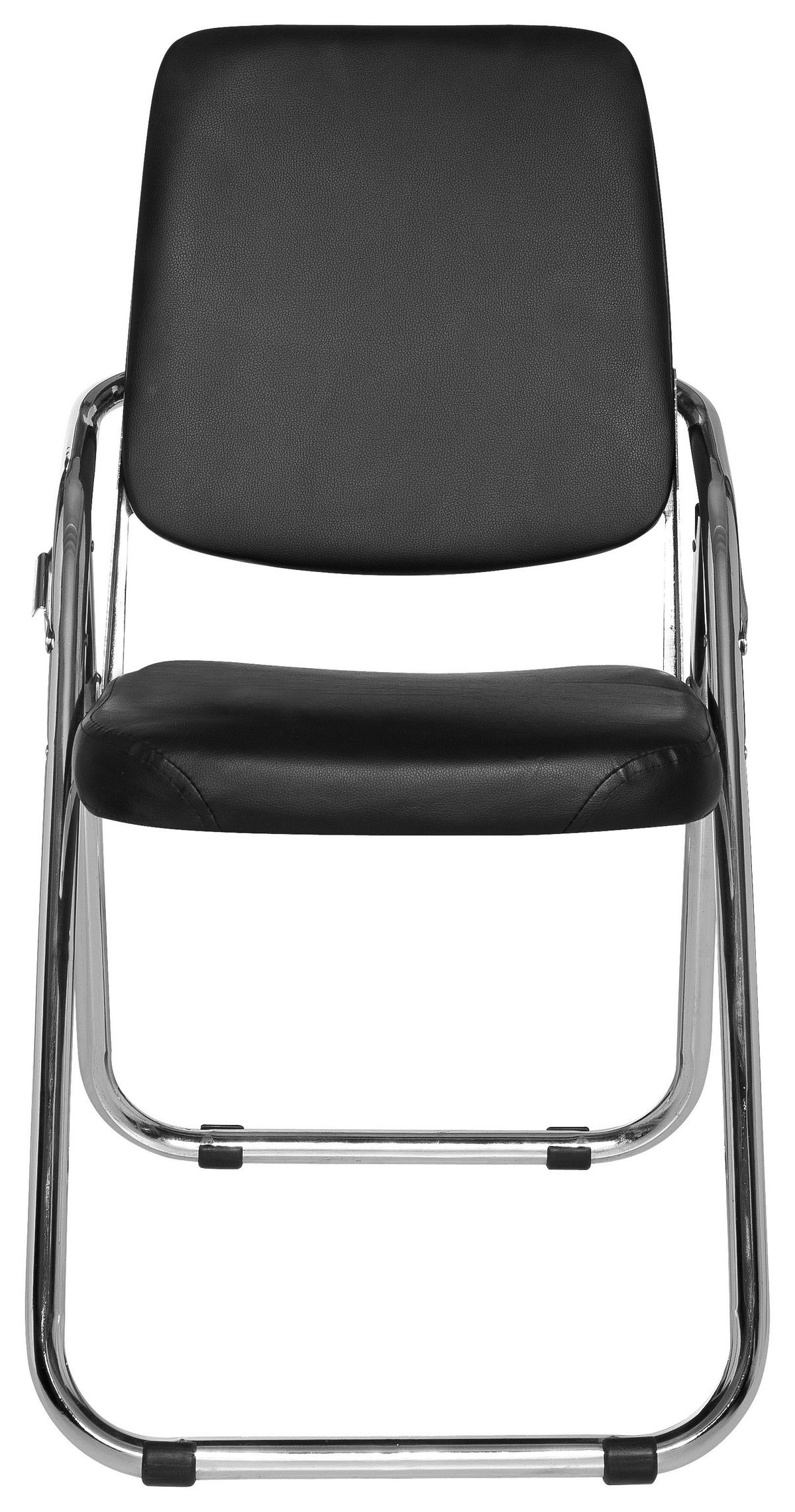 BESUCHERSTUHL  in Lederlook Schwarz, Chromfarben  - Chromfarben/Schwarz, MODERN, Textil/Metall (48/91/40cm) - MID.YOU